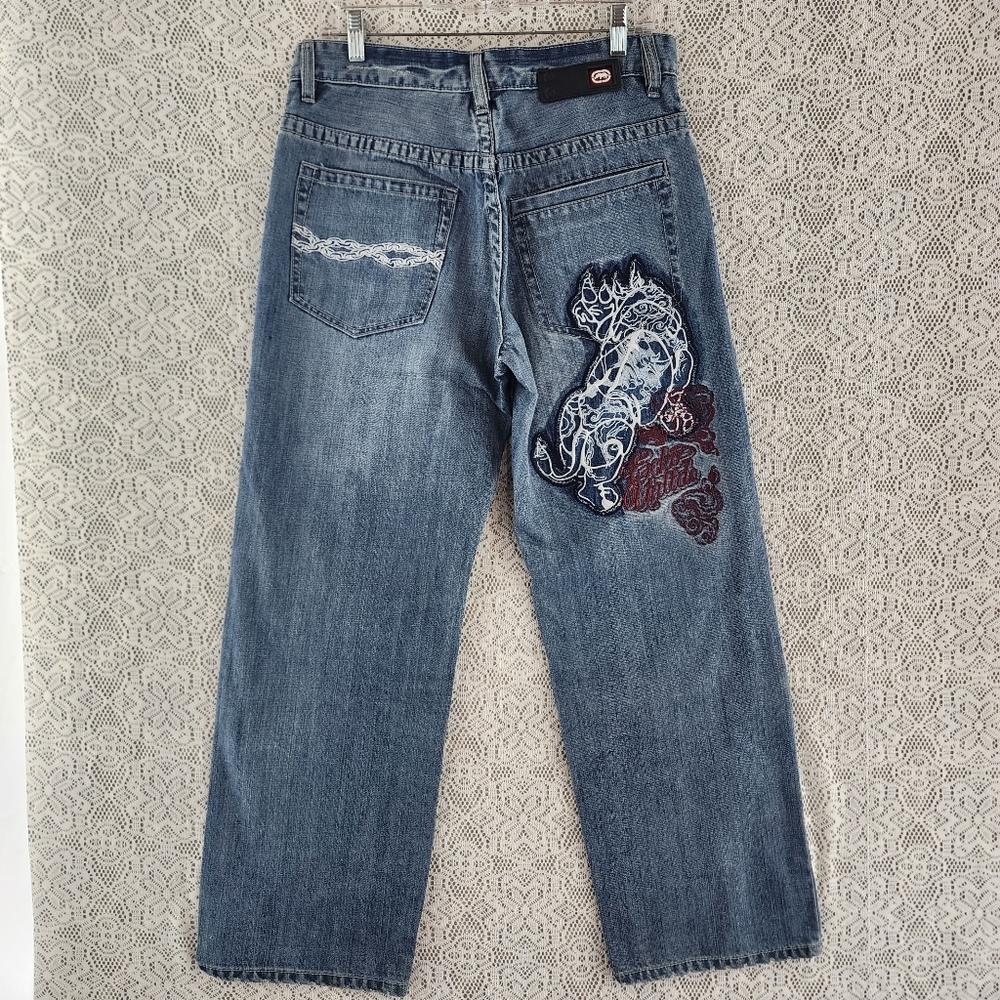 Vintage Ecko Unlimited  Baggy Fit Embroidered Wide Leg Men's Jeans 32x30